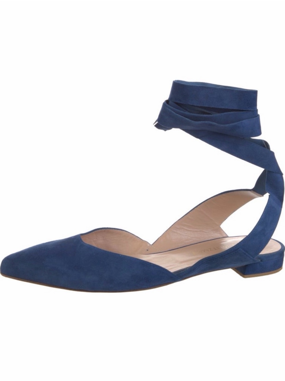 Stuart Weitzman Nunakedstraight Suede Lace-Up Flats Blue Size 12